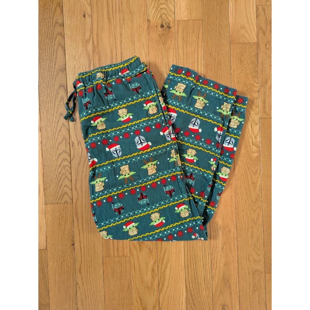 Hanna Andersson Star Wars Mens Green/Multi Yoda Cotton Flannel Pajama Pants Sz S